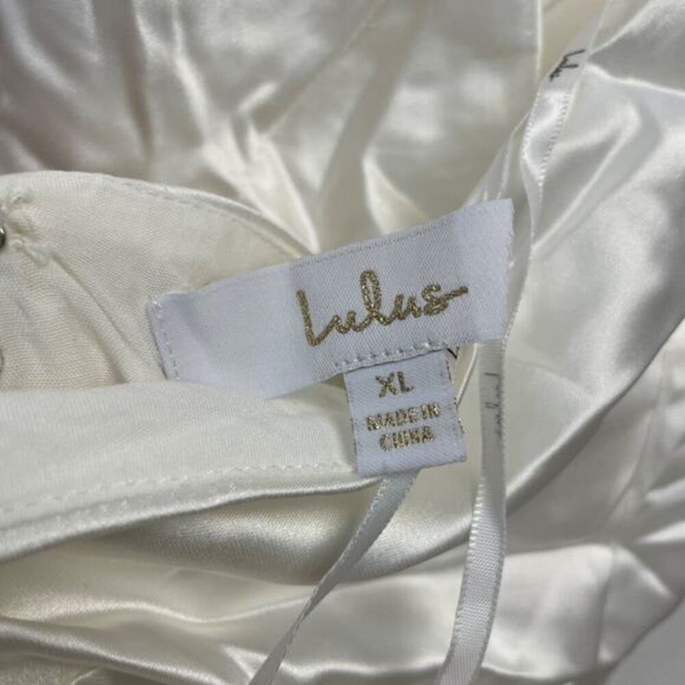 Lulus Women's Luxe Destiny White Satin Backless Halter Mermaid Maxi Dress XL - Picture 5 of 11